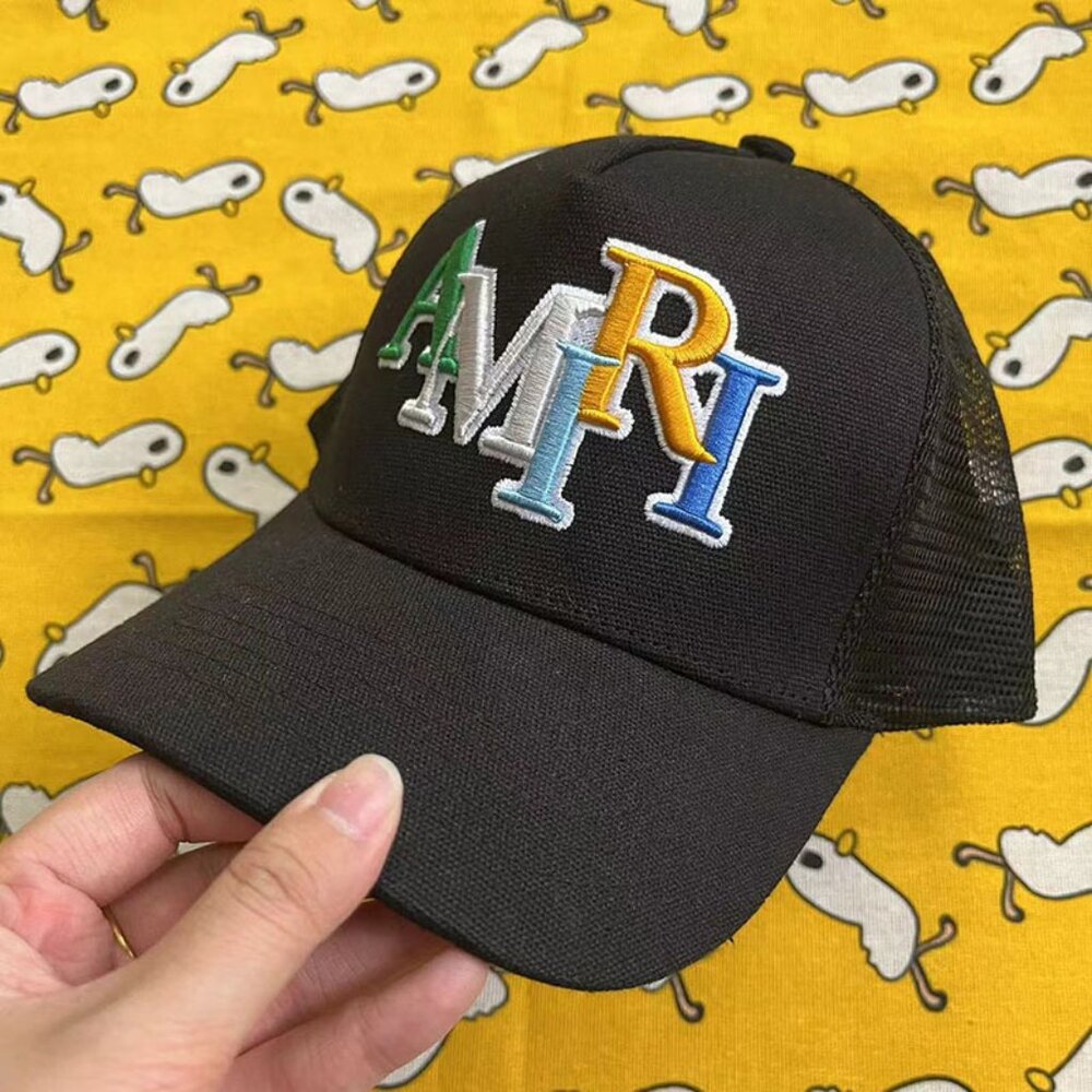 AMIRI Multicolor Staggered Embroidered Logo Black Baseball Cap